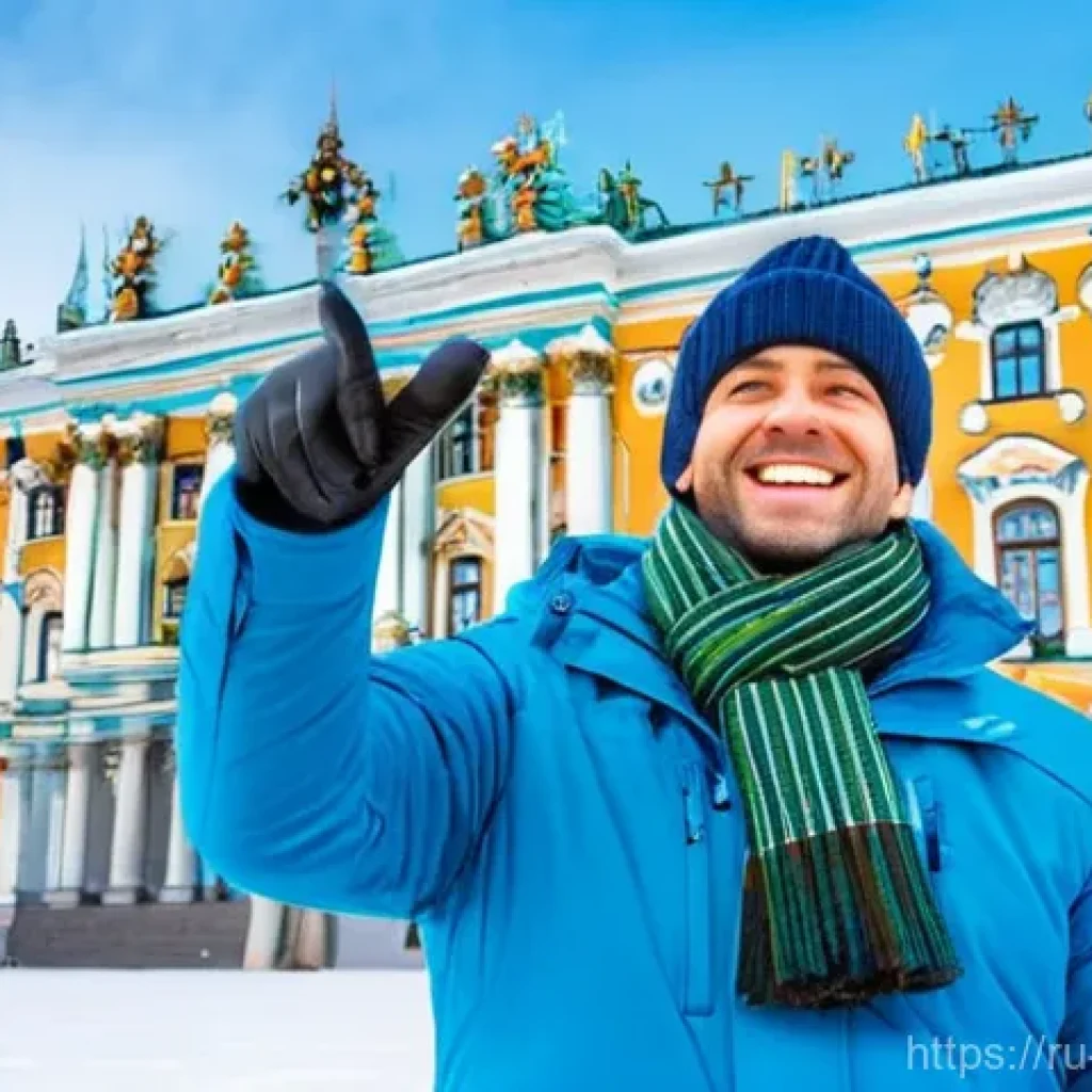 관광통역안내사 직업의 장단점 - **Prompt:** A cheerful male Russian tour guide, in his late 30s, stands smiling enthusiastically in ...
