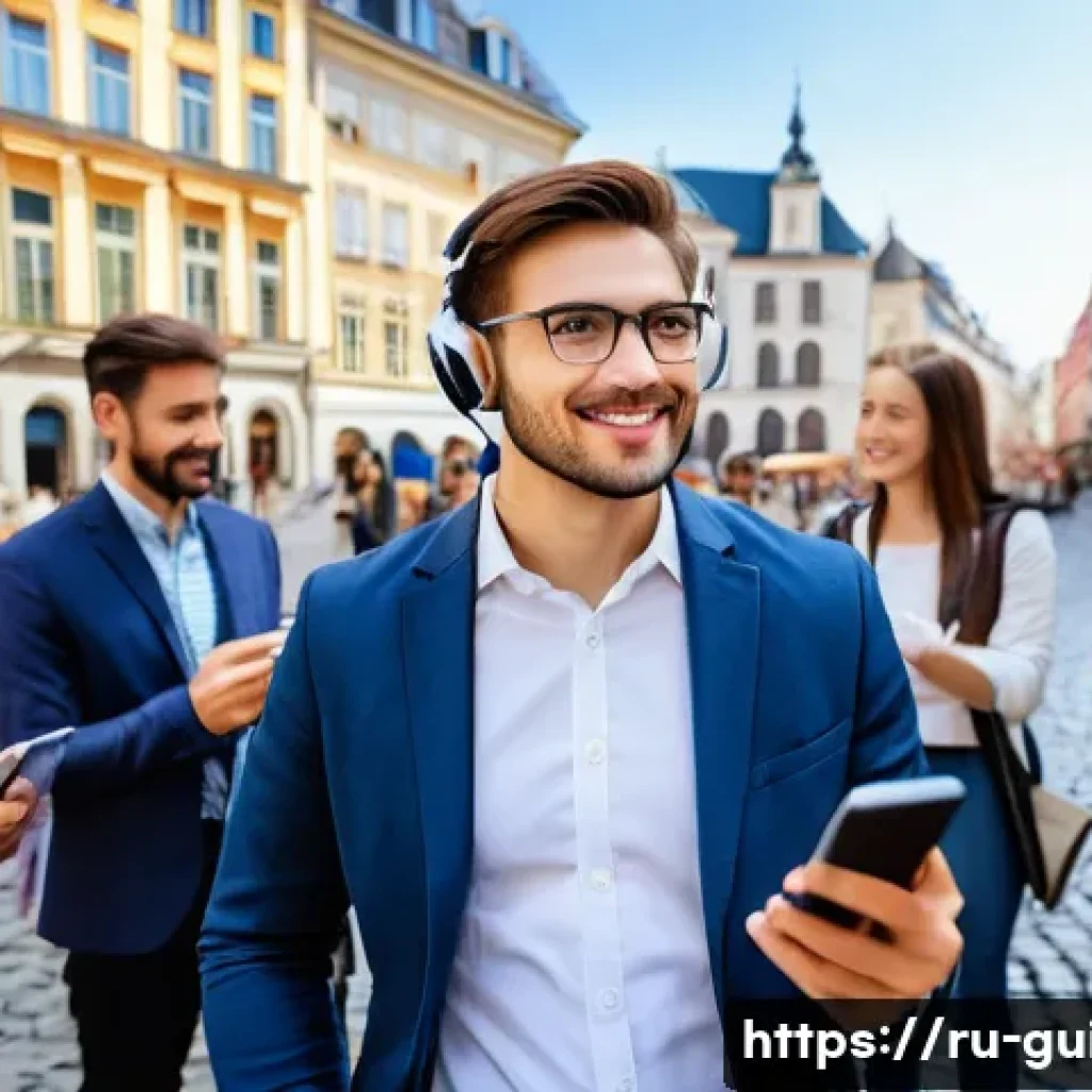 관광통역안내사 자격증의 장점과 활용 사례 - A professional certified tour guide leading a diverse group of tourists through a historic European ...