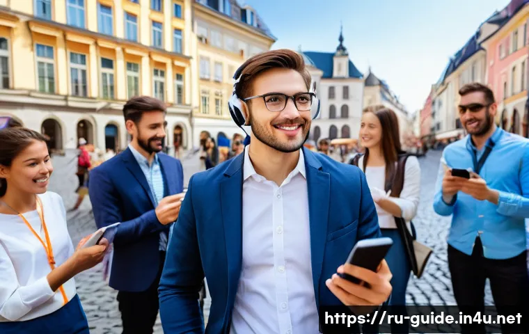 관광통역안내사 자격증의 장점과 활용 사례 - A professional certified tour guide leading a diverse group of tourists through a historic European ...