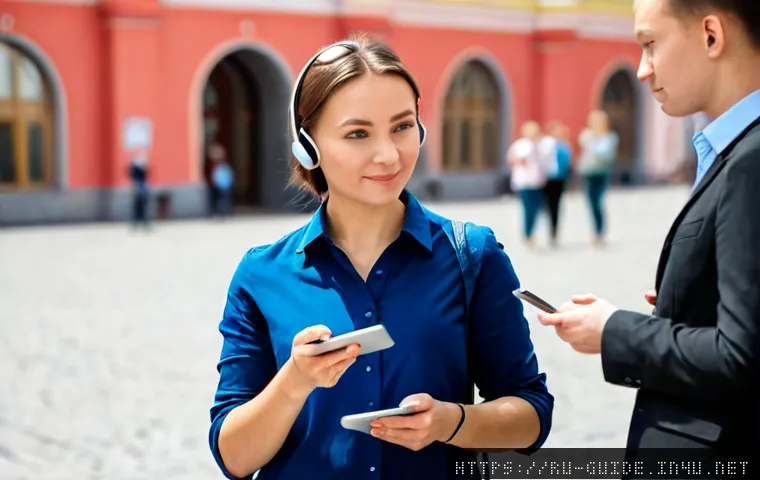 Home 30 관광통역안내사 직업 관련 트렌드 - Photorealistic modern tourism interpreter guide in Moscow, a confident multilingual Russian woman in...